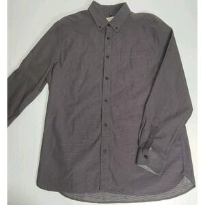 Boston Traders Shirt Men's XL  Button-down Long Sleeve Dk Gray/White Ticking